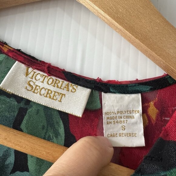 VTG 90s Victorias Secret Women Nightshirt Pajamas Sz S Gold Label Sheer Textured - Picture 3 of 15